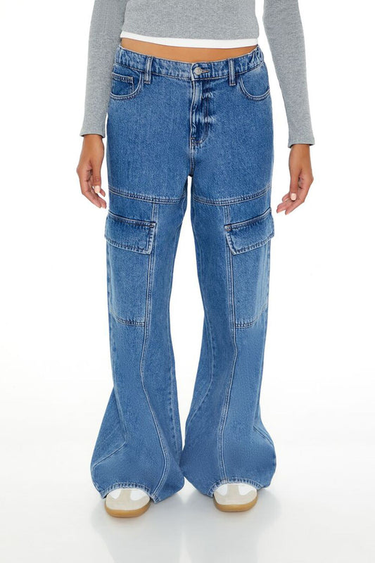 F21 - Women's High-Rise Wide Leg Cargo Jean