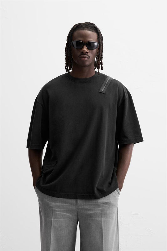 T-shirt with Zippers – Dark Anthracite