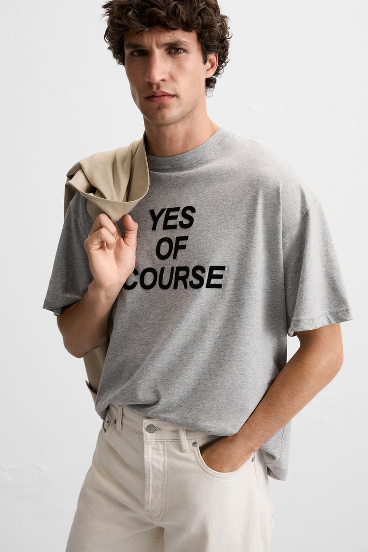 TEXTURED SLOGAN T-SHIRT