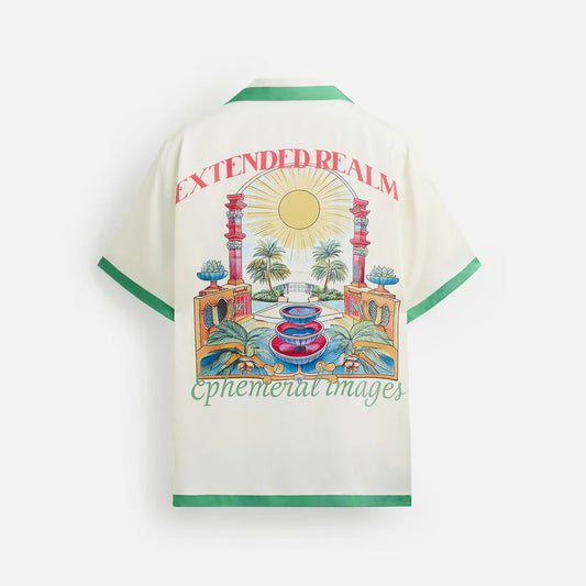 Contrast Stripe Satin Shirt - Green