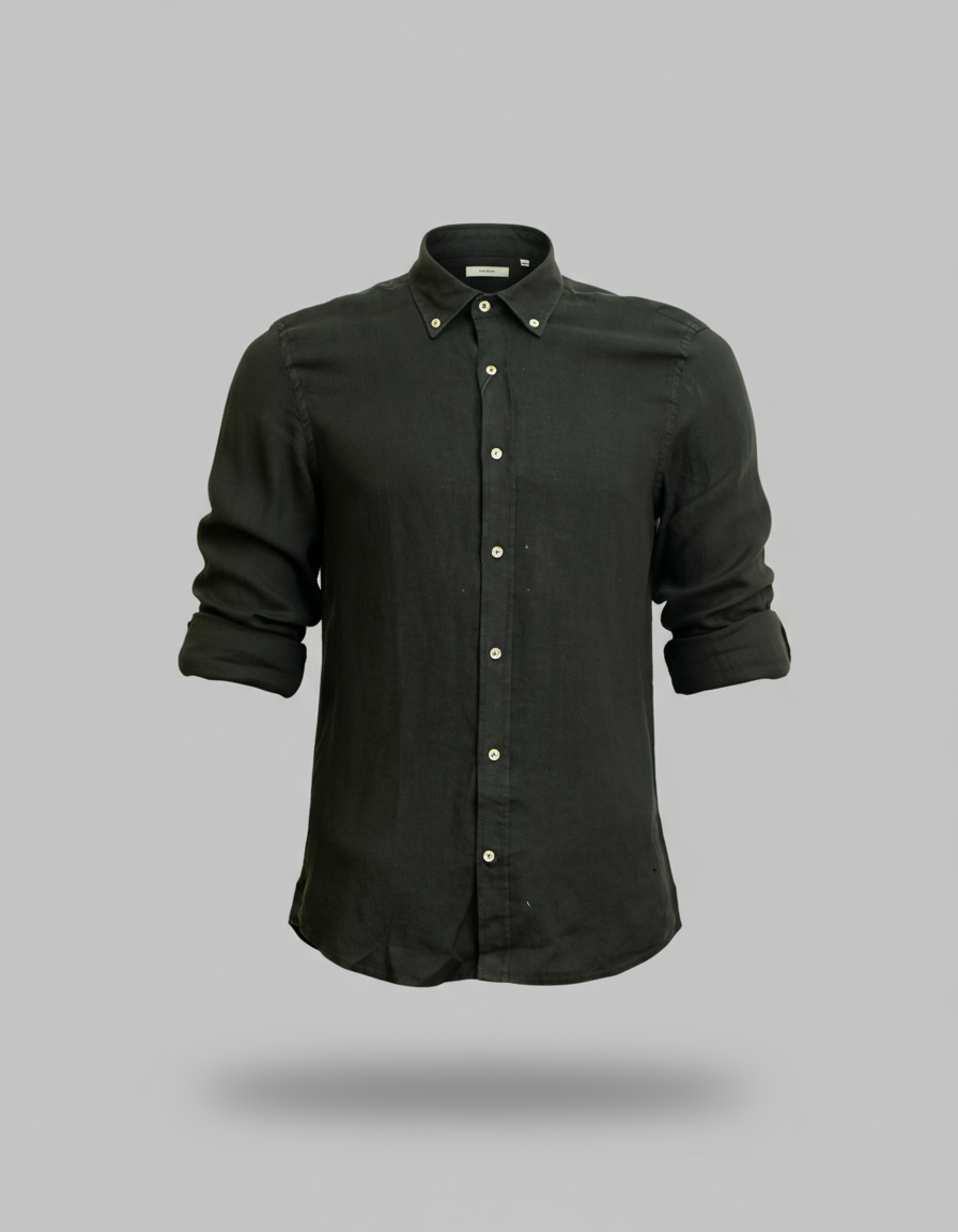 Buffon Linen Long Sleeve Shirt - Black