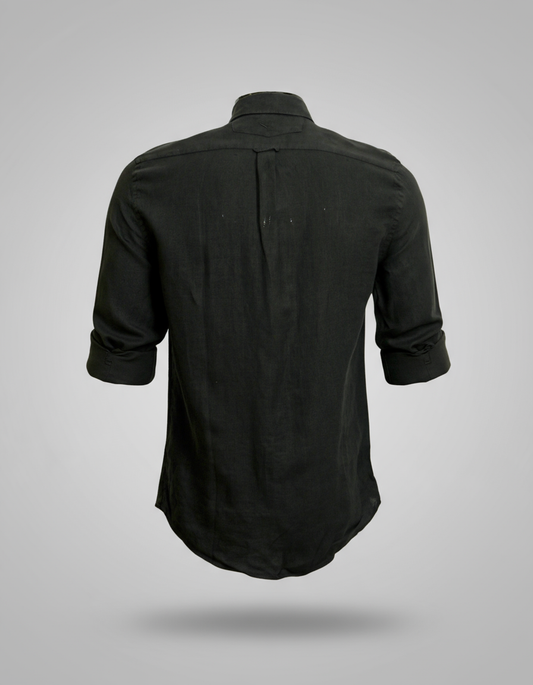Buffon Linen Long Sleeve Shirt - Black