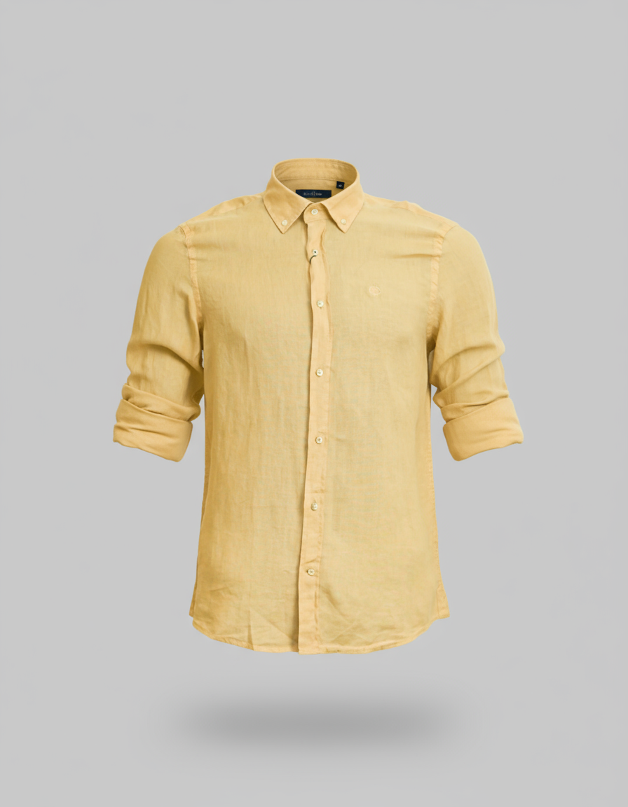 Buffon Linen Long Sleeve Shirt - Mustard