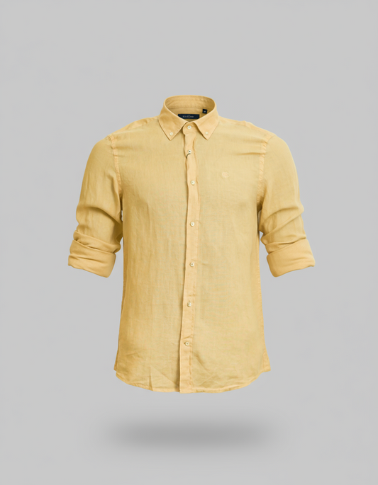 Buffon Linen Long Sleeve Shirt - Mustard
