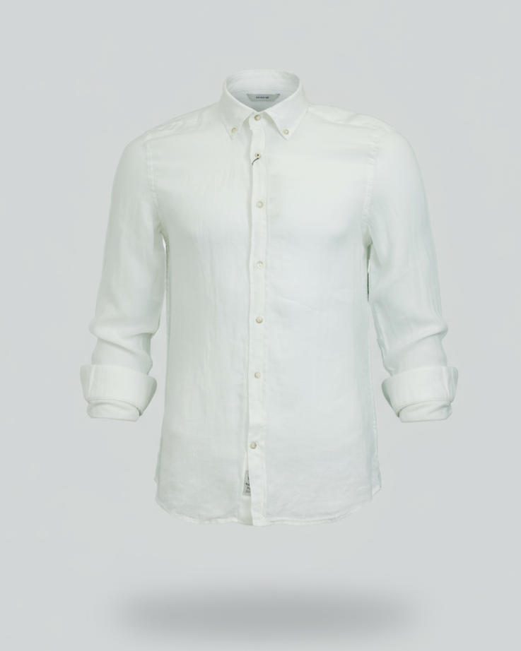 Buffon Linen Long Sleeve Shirt - White