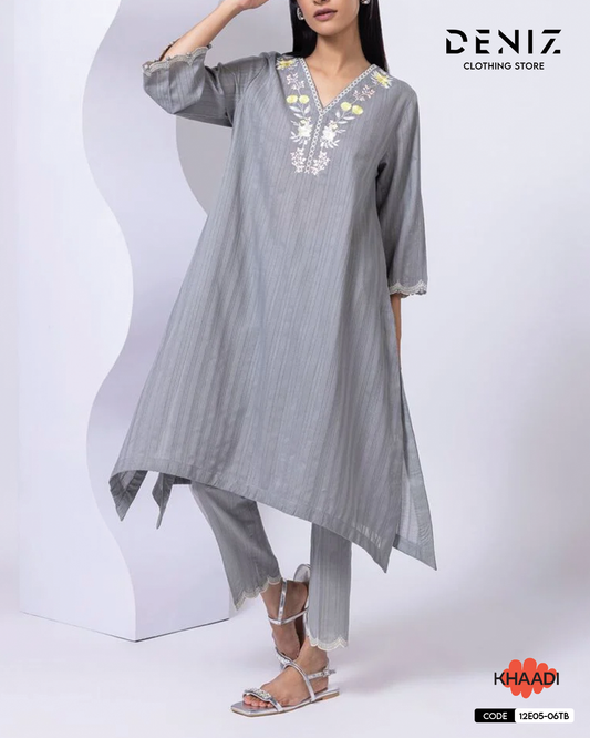 Embroidered Leno Kurta Top