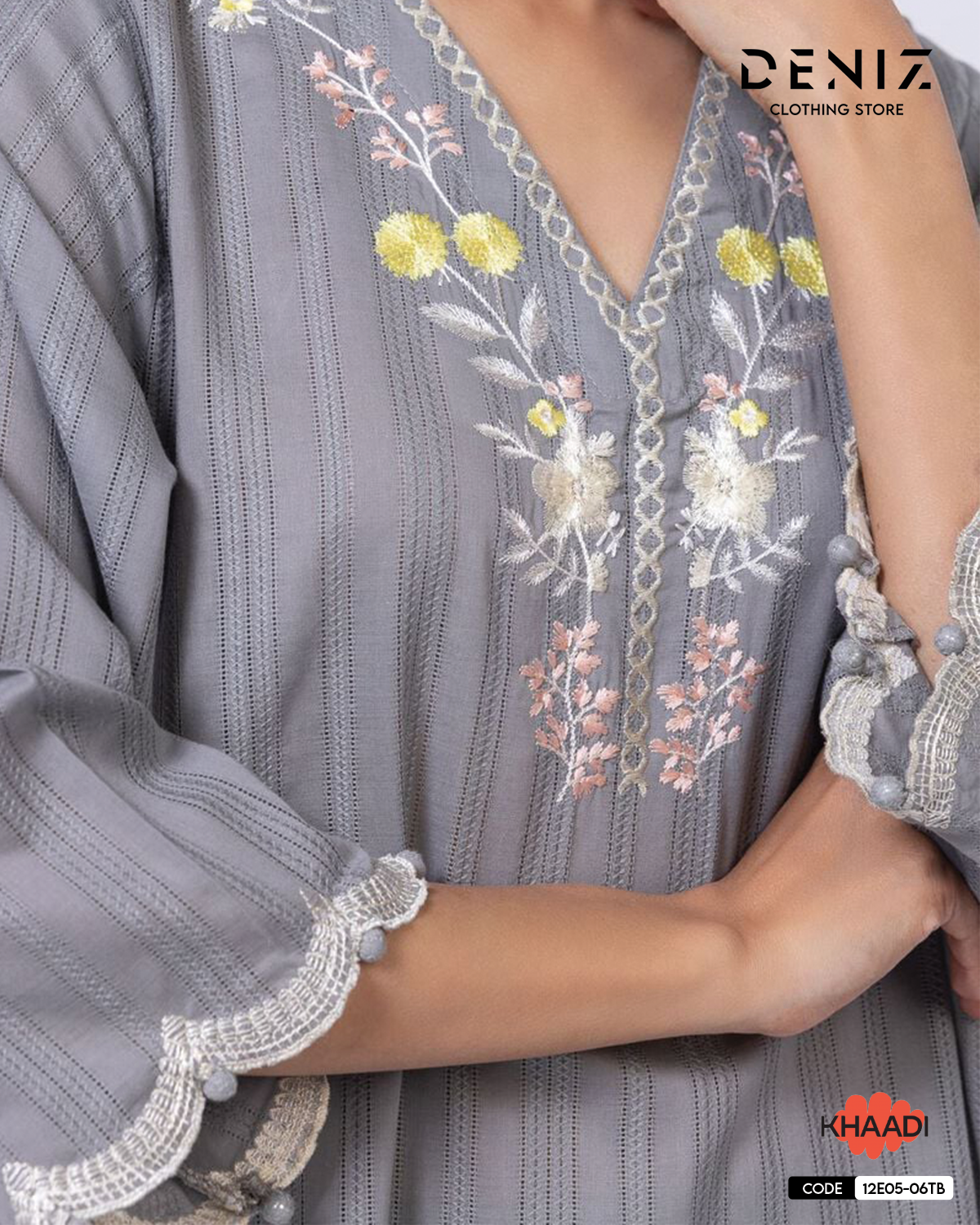 Embroidered Leno Kurta Top