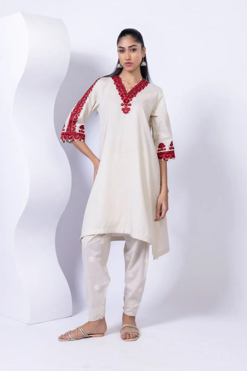 Embroidered | Crosshatch Poplin Kurta