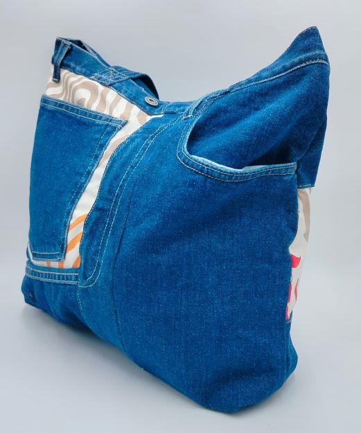 Denim Bag With Printed Patch