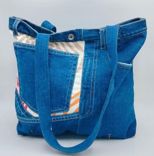 Denim Bag With Printed Patch