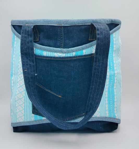 Denim Bag With a Nice Contrast and Reversible Option