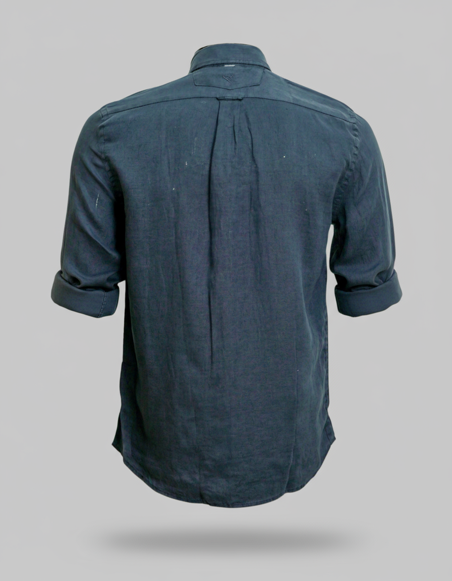 Buffon Linen Long Sleeve Shirt - Navy