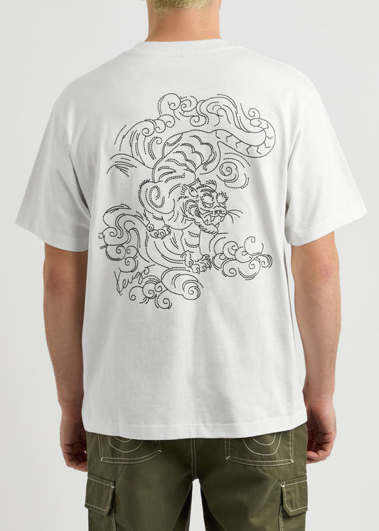 Tiger Embroidered Cotton T-shirt White