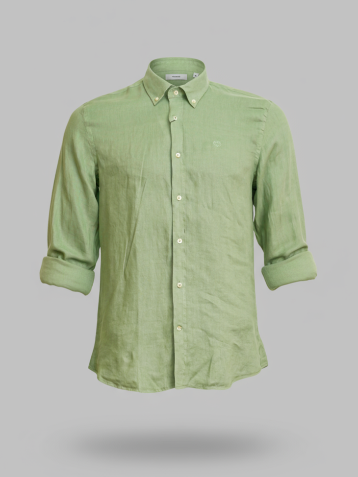 Buffon Linen Long Sleeve Shirt - Light Green