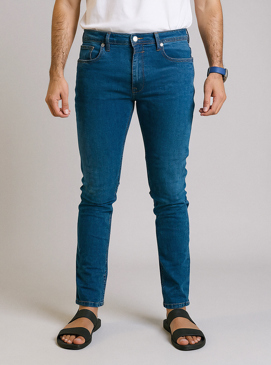 CLN Menβs Skinny Slim Fit Blue Jeans