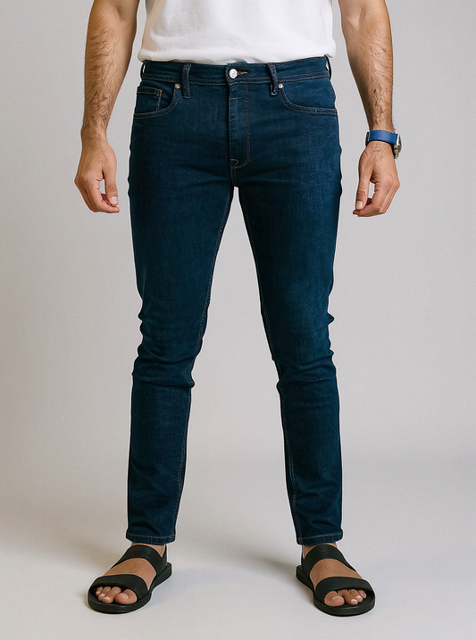 CLN Menβs Skinny Slim Fit Dark Blue Jeans