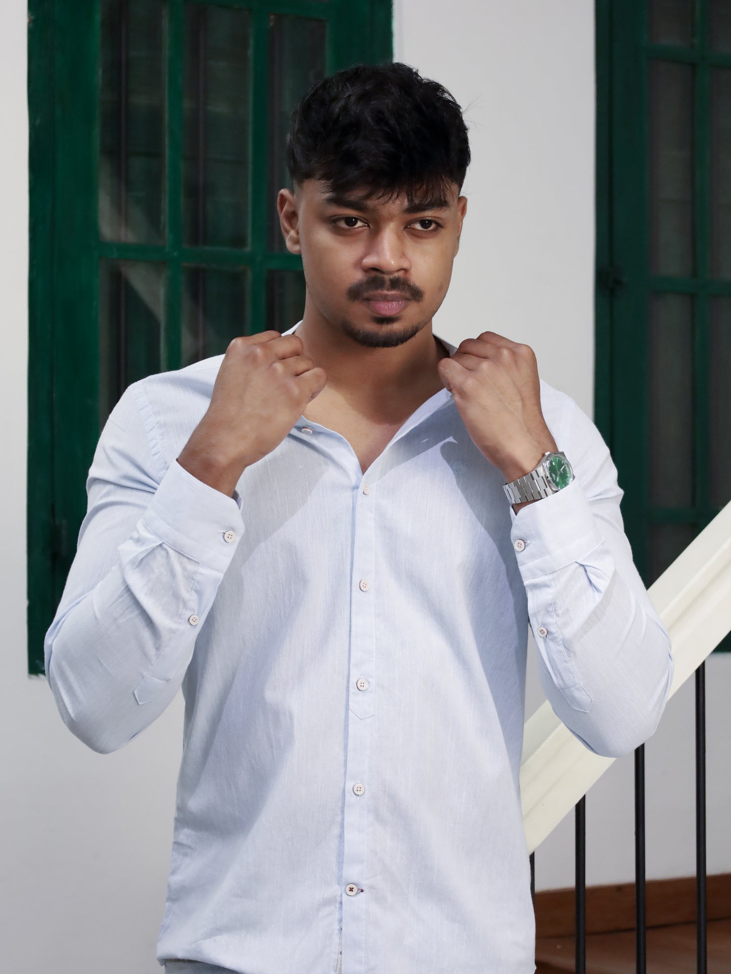 Mandarin Neck Shirt – Baby Blue