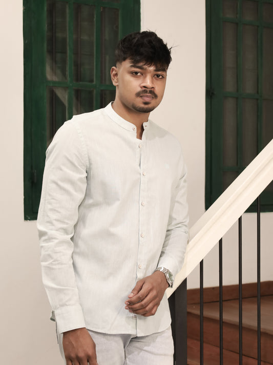 Mandarin Neck Shirt – Turquoise