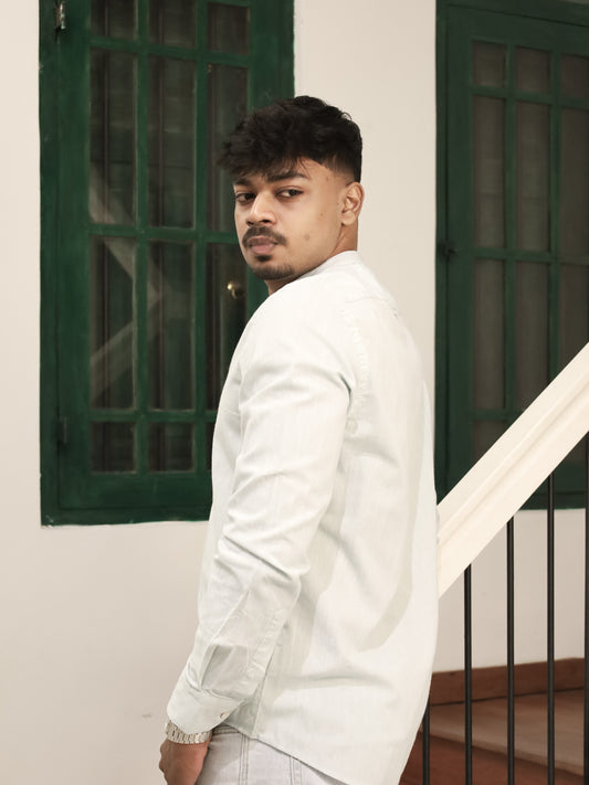 Mandarin Neck Shirt – Turquoise