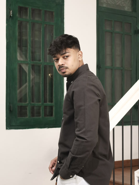 Classic Oxford Cotton Shirt -  Black