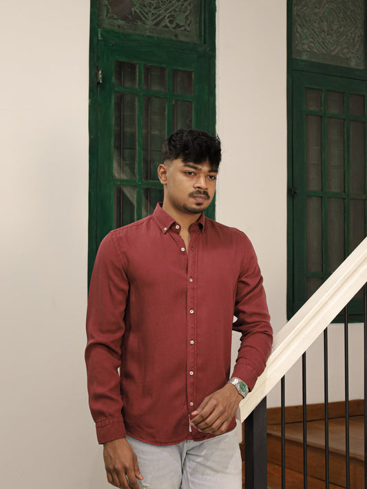 Twill Shirt  - Maroon