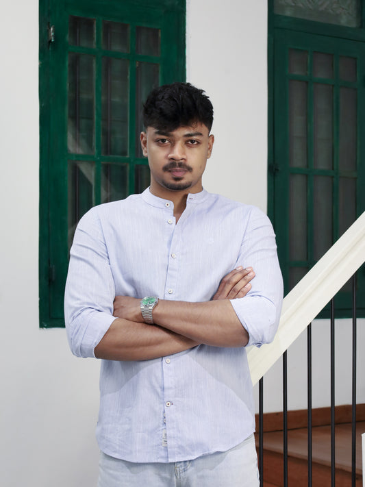 Mandarin neck Shirt – Blue