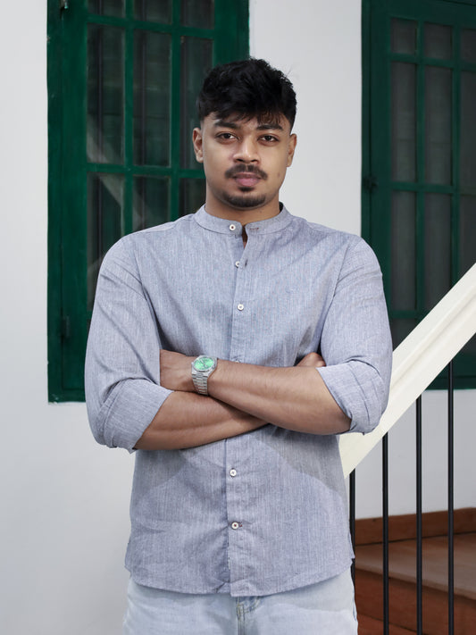 Mandarin Neck Shirt - Grey