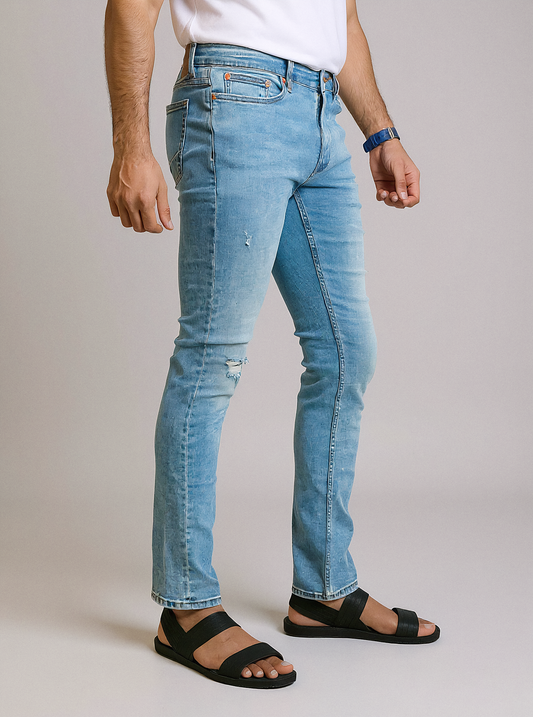 ONL Men’s Slim Fit Light Blue Jeans - Patched