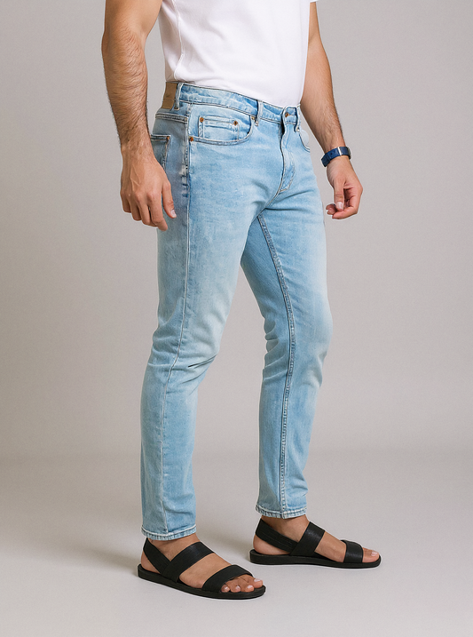 PNB Men’s Slim Fit Washed Light Blue Jeans