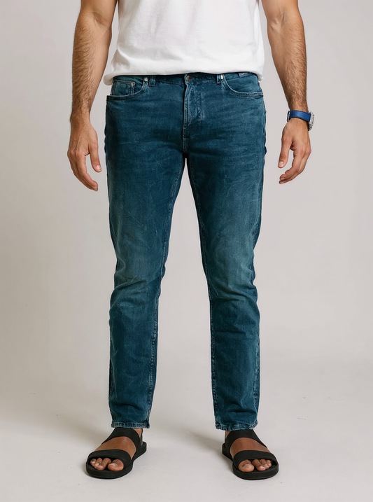 PNB Men’s Slim Fit Washed Blue Jeans