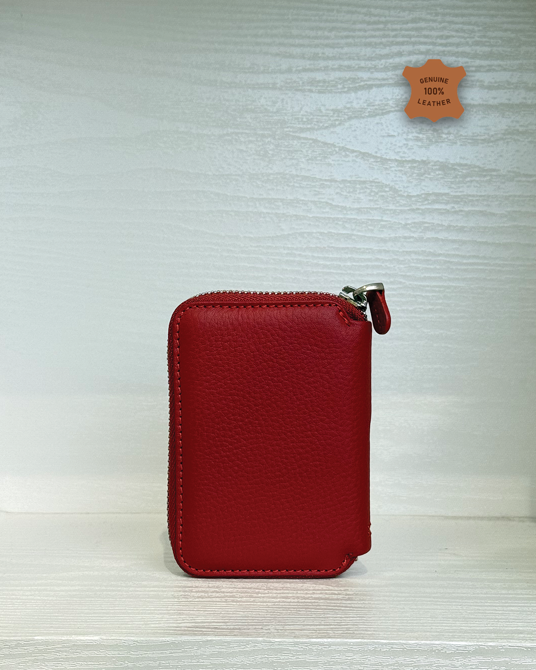 Compact Zippered Leather Mini Wallet Vertical