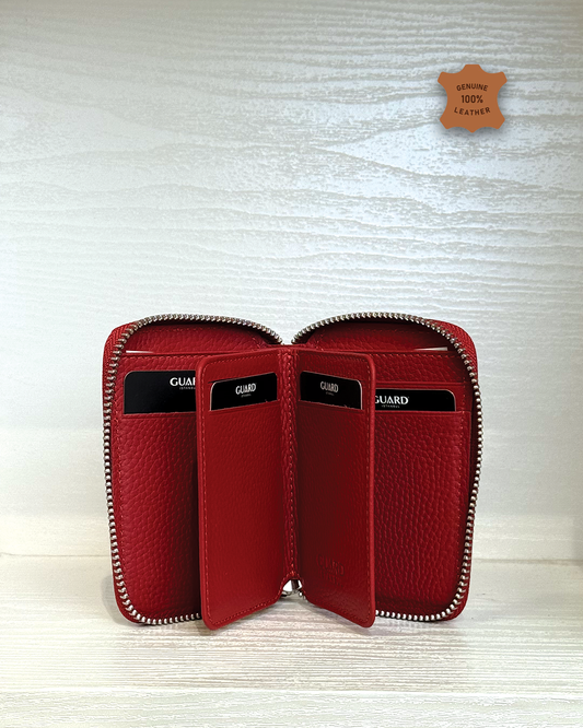 Compact Zippered Leather Mini Wallet Vertical