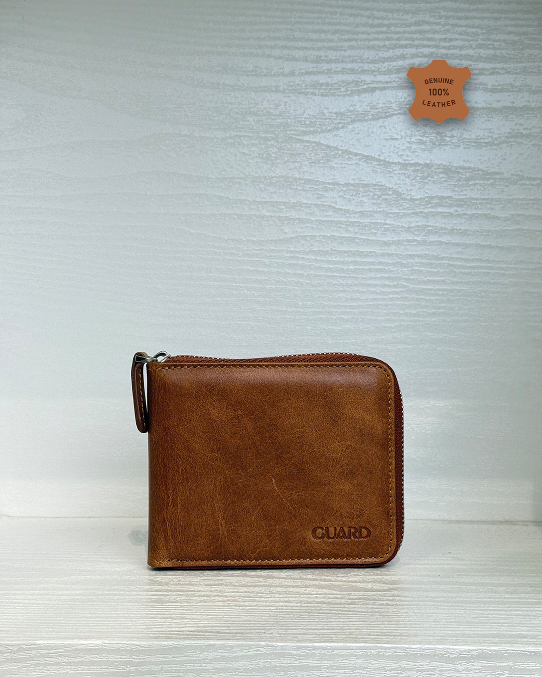 Compact Zippered Leather Mini Wallet Horizontal