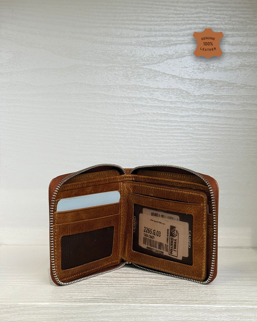 Compact Zippered Leather Mini Wallet Horizontal