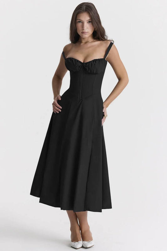 Carmen french  bustier sundress -  Black