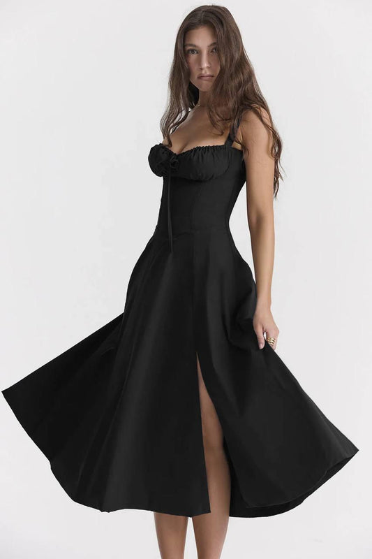 Carmen french  bustier sundress -  Black
