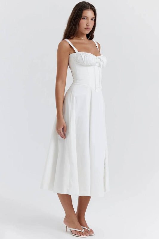 Carmen french bustier sundress - White