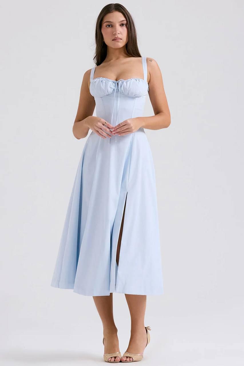 Carmen french bustier sundress - Blue