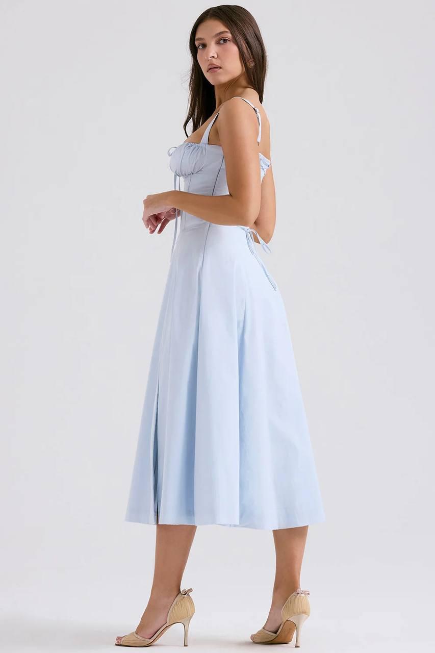 Carmen french bustier sundress - Blue
