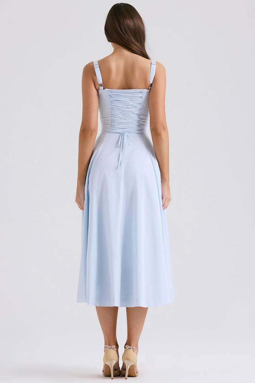 Carmen french bustier sundress - Blue