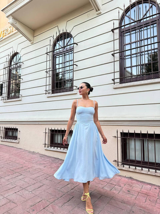 Graceful Sky Blue Midi Dress
