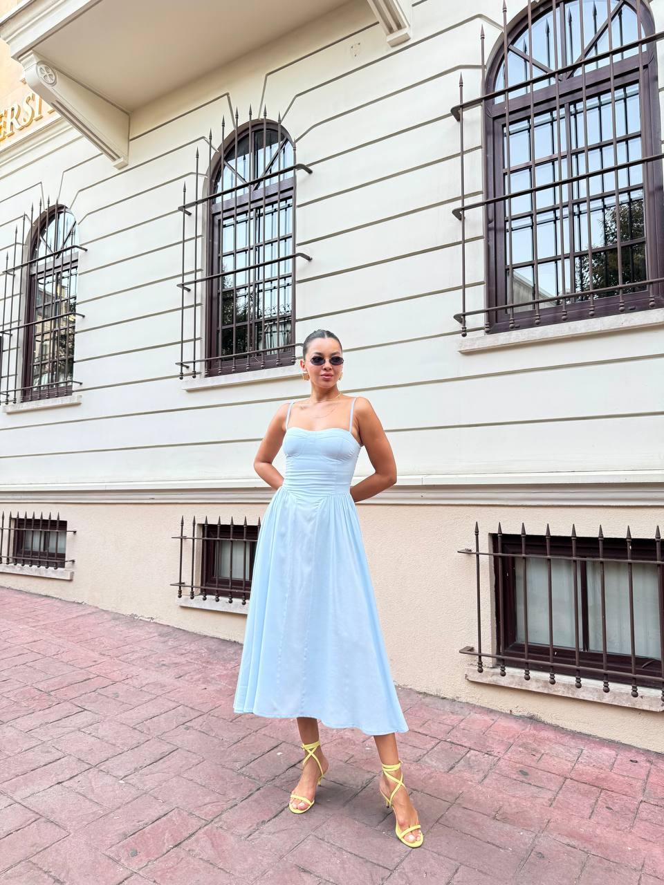 Graceful Sky Blue Midi Dress