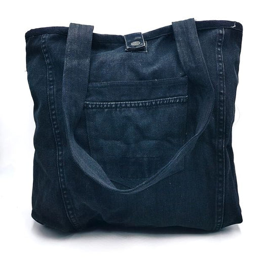 Reversible Denim Tote Bag  Made from Black Jacket