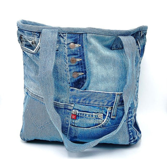 Reversible Denim Tote Bag Unique Design