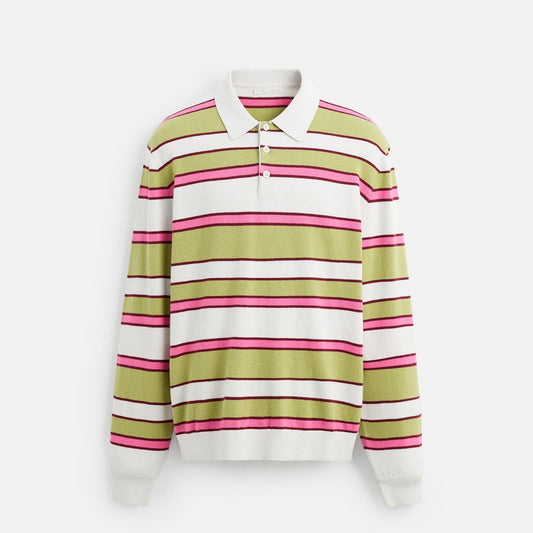 STRIPED KNIT POLO T-SHIRT
