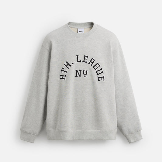 Text and Patch Sweat Shirt - Grey