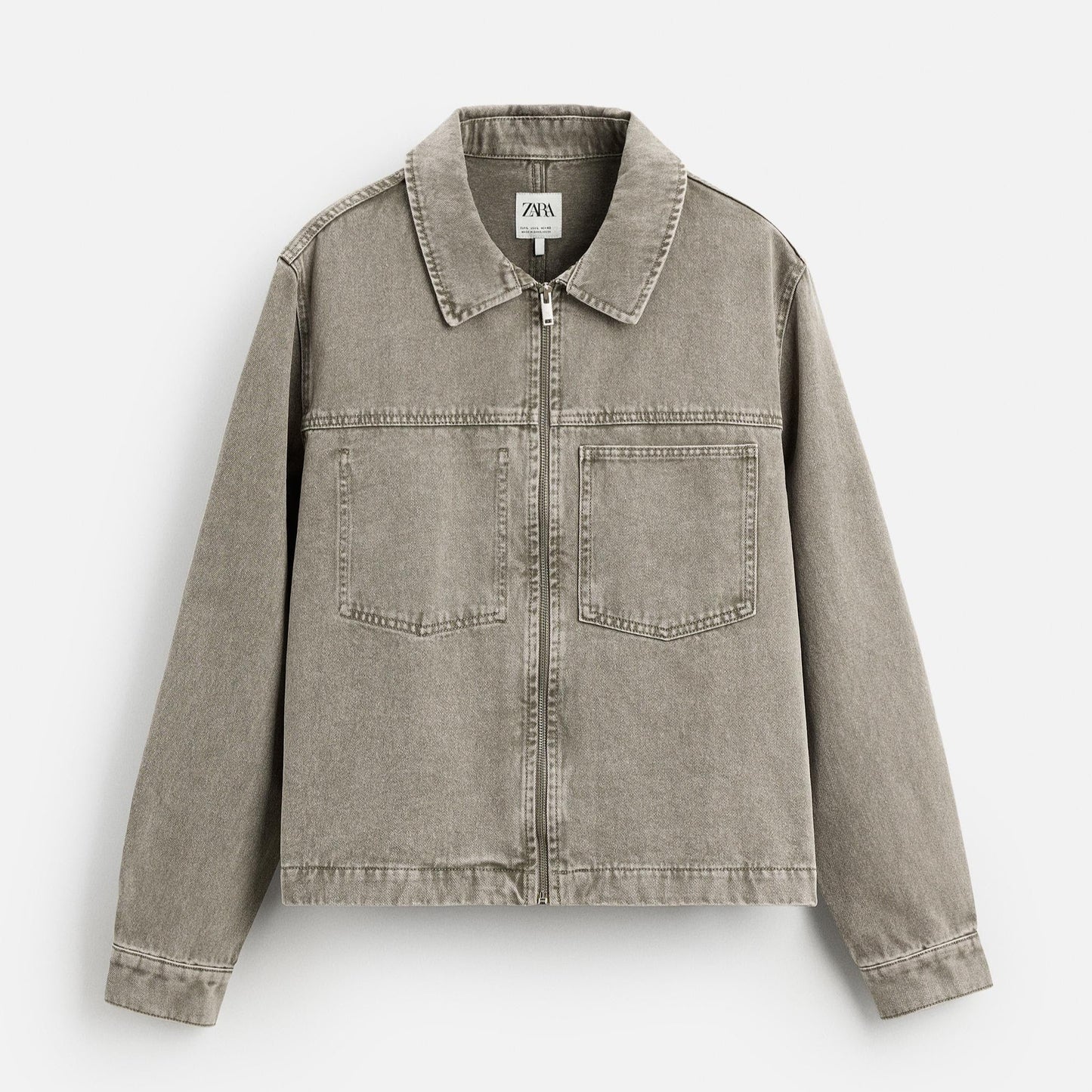 Jacket With Contrast Topstitching - Mid Grey