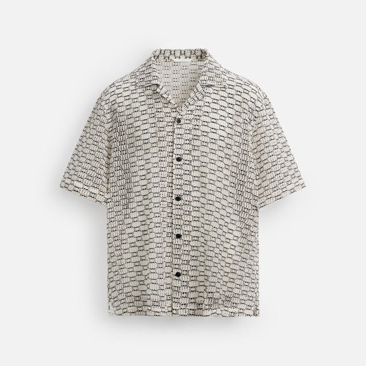 Open -Weave Texture Shirt - Black / White