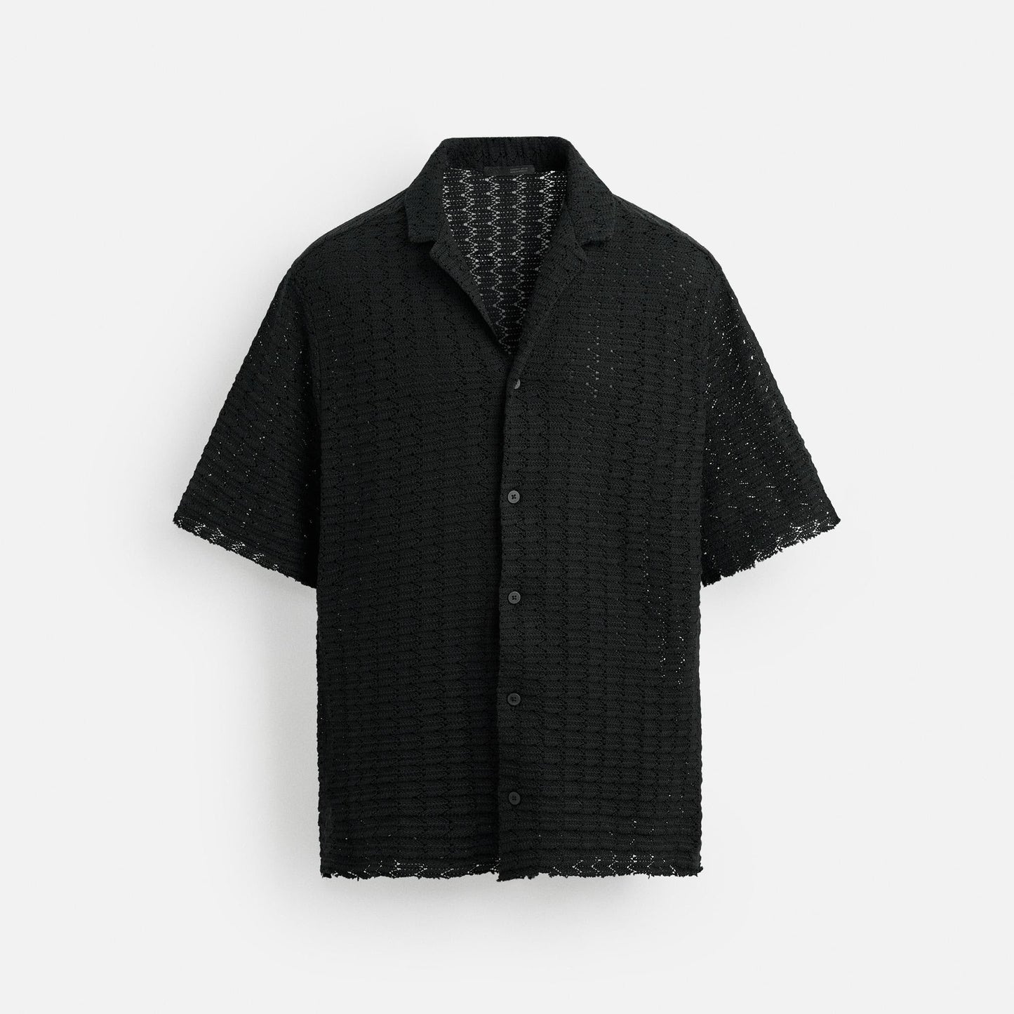 Textured Weave Knit Shirt - Black