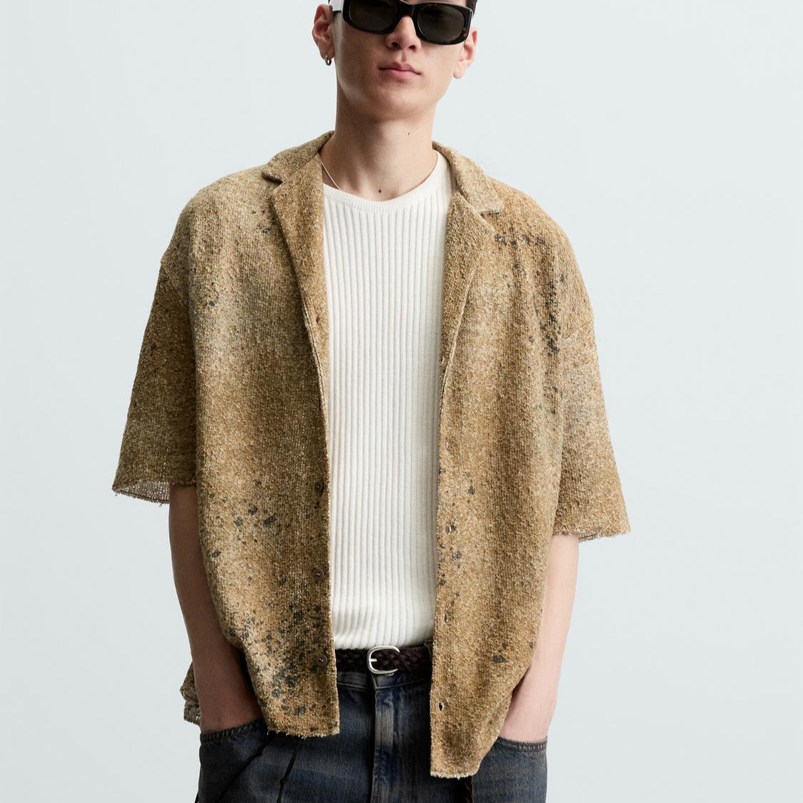 Abstract Print Knit Shirt